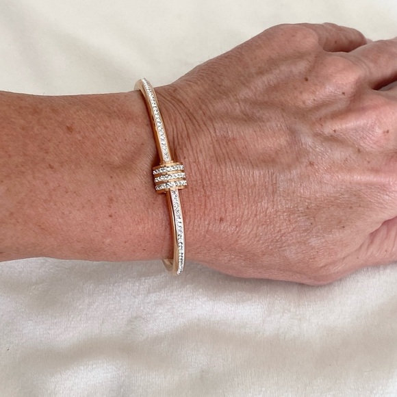 Rose Gold and Diamond Bangle Stackable Bracelet New - Picture 3 of 12